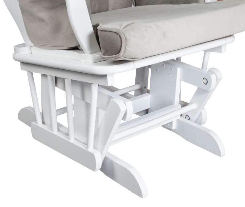 Sleigh Glider Chair w/ Ottoman White w/ Dark Beige Cushion