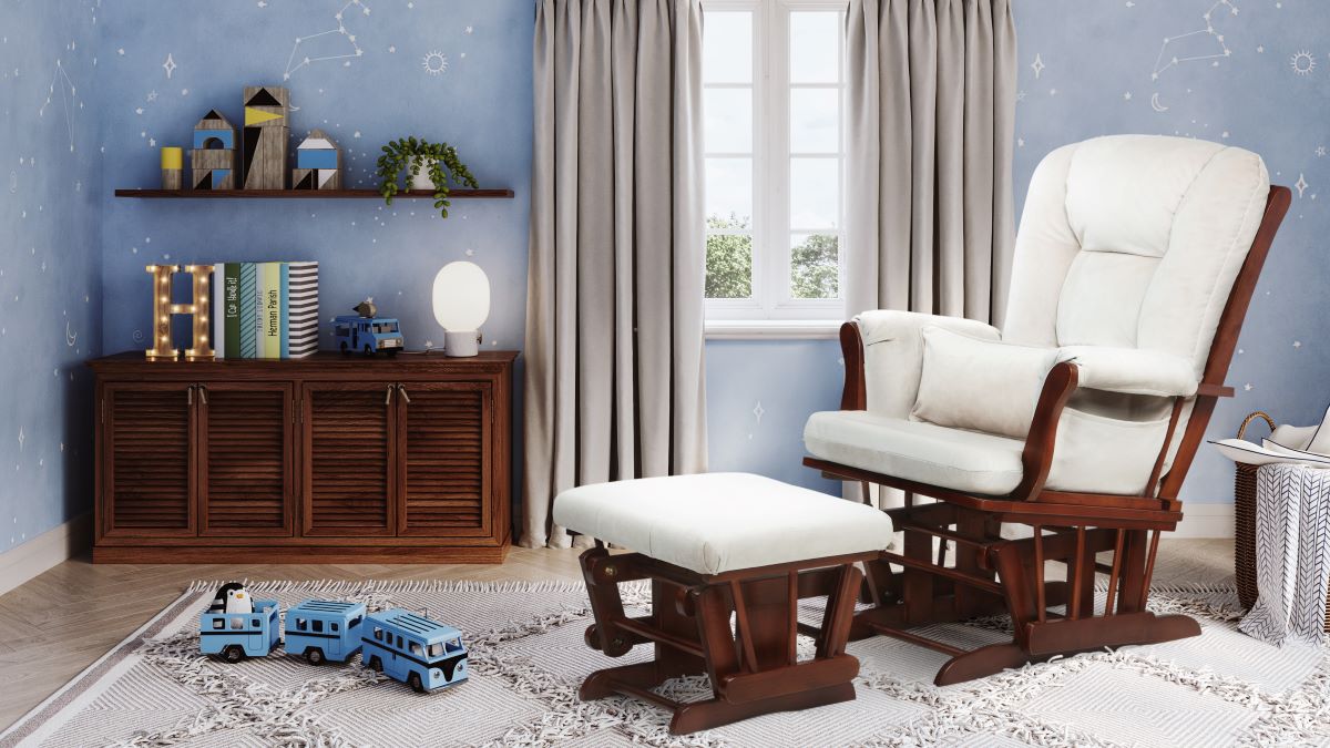 Alice Glider Chair and Ottoman with Pillow